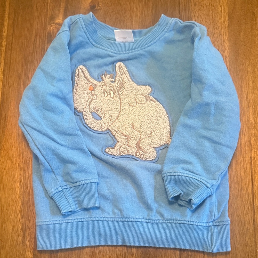 Dr. Seuss Blue Sweatshirt with Elephant Design